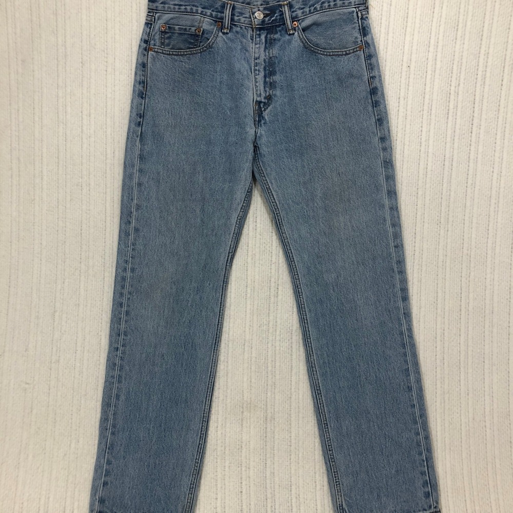 Levis 505 Regular Fit Straight Leg Jeans Medium Wash Blue Denim W33 L32